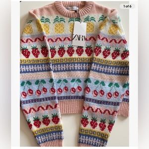 Zara large fruit 🍉 pullover sweater large Nwt